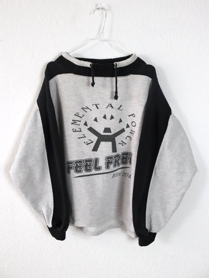Vintage 80s 90s FEEL FREE sweatshirt pullover gray black print M