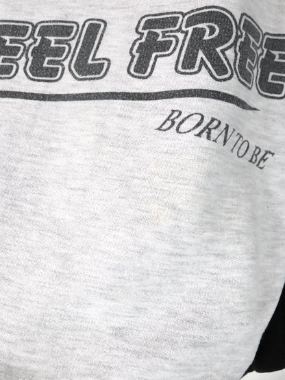 Vintage 80s 90s FEEL FREE sweatshirt pullover gray black print M