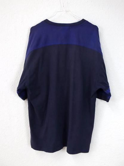 Vintage 80s 90s FILA T-Shirt short sleeve heavy cotton blue V-neck L