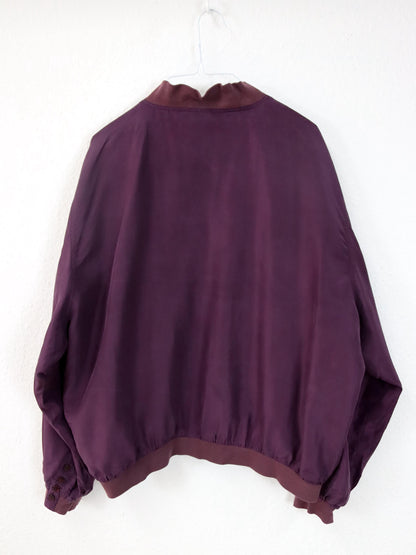Vintage 80s 90s JOY silk blouson jacket bomber jacket purple 44