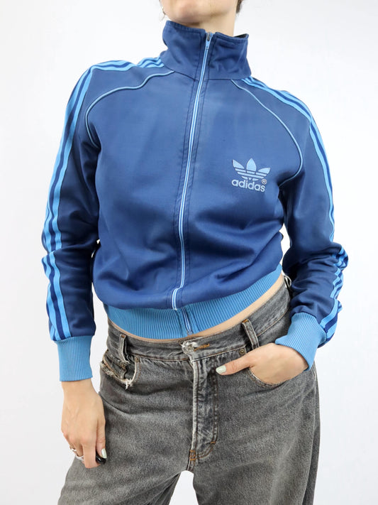 Vintage 80s 90s ADIDAS tracksuit jacket stand-up collar blue Citroen S
