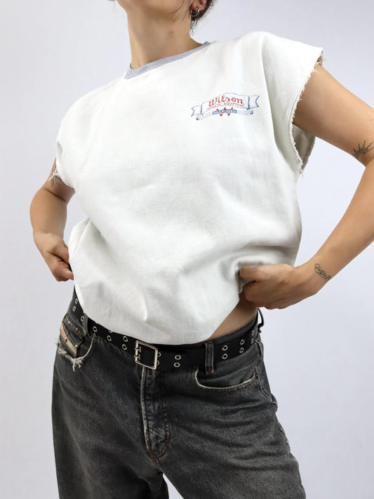 Vintage 80s 90s WILSON Sweatshirt Pullunder white Print S
