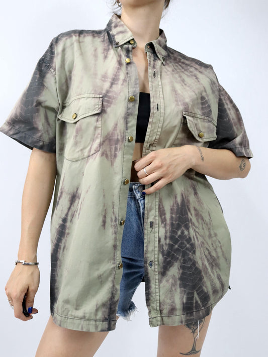 Vintage 80s 90s STANLEY shirt short sleeve batik XL