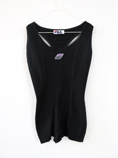 Vintage 80er 90er FILA Jumpsuit Einteiler schwarz ärmellos M/L