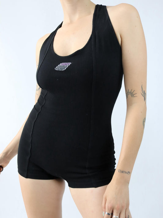 Vintage 80s 90s FILA jumpsuit one-piece black sleeveless M/L