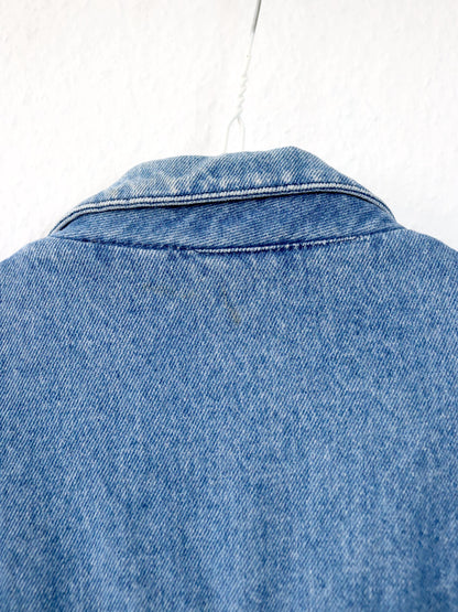 Vintage 80er 90er CARRERA Jeansblazer Blazer Denim Schulterpolster hellblau L