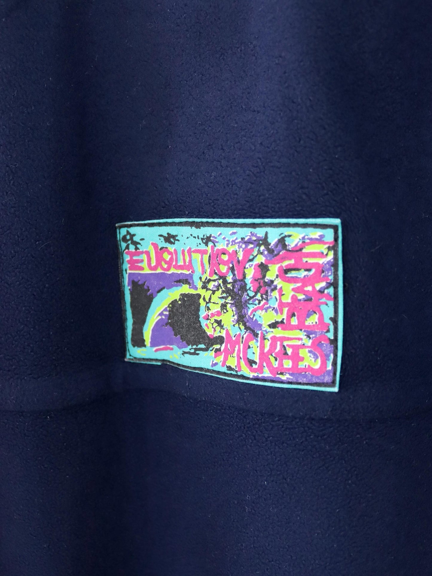 Vintage 80s 90s FULLFORCE sweatshirt velour turquoise dark blue crazy pattern 54 XL
