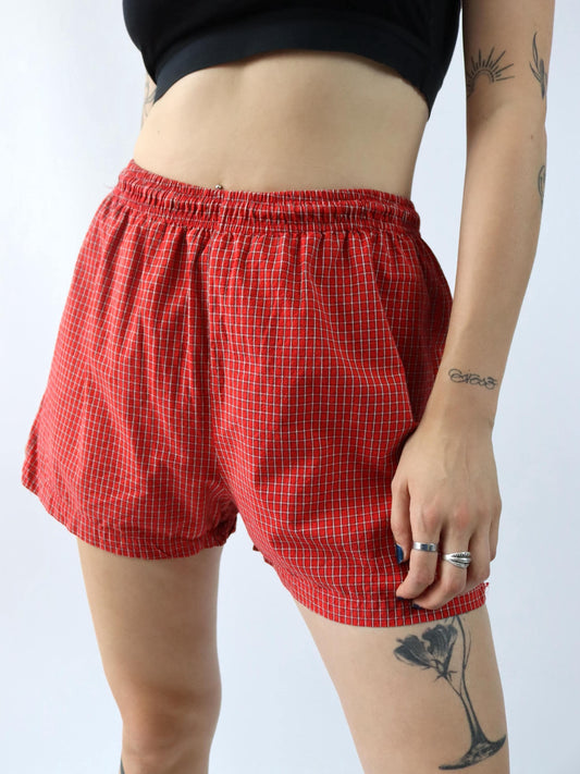 Vintage 80s 90s IAIAIAIA shorts swim shorts checked white red L