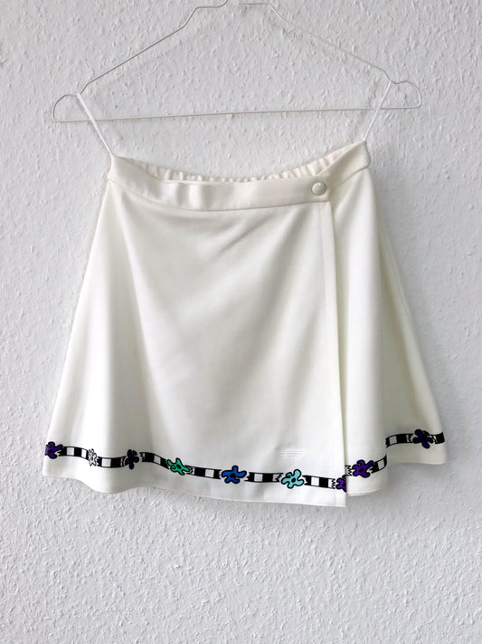 Vintage 80s 90s ADIDAS wrap skirt tennis skirt white print 36