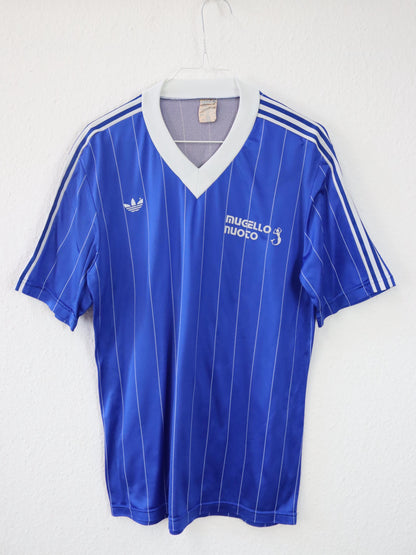 Vintage 70s 80s ADIDAS jersey V-neck shirt blue white M