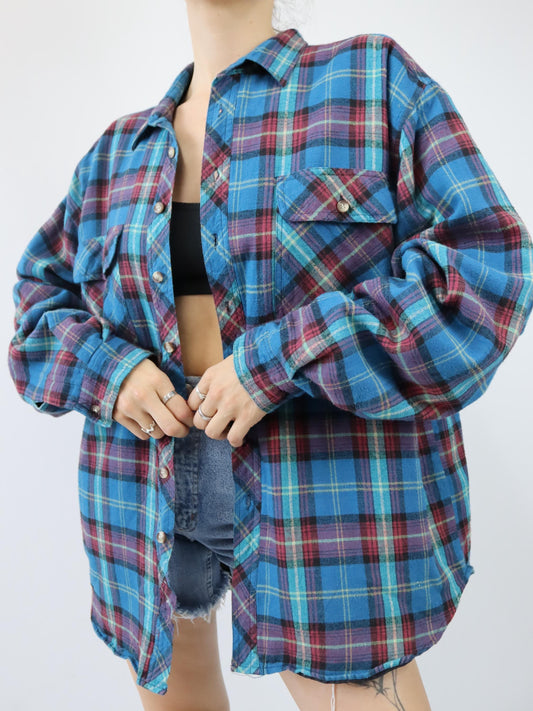 Vintage 80s 90s ANGELO SANTINI flannel shirt lightly lined checked XL