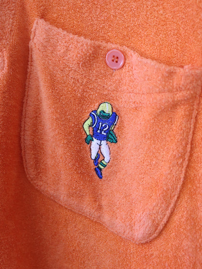 Vintage 80s 90s BIG SMITH polo shirt T-shirt terry cloth orange embroidery L