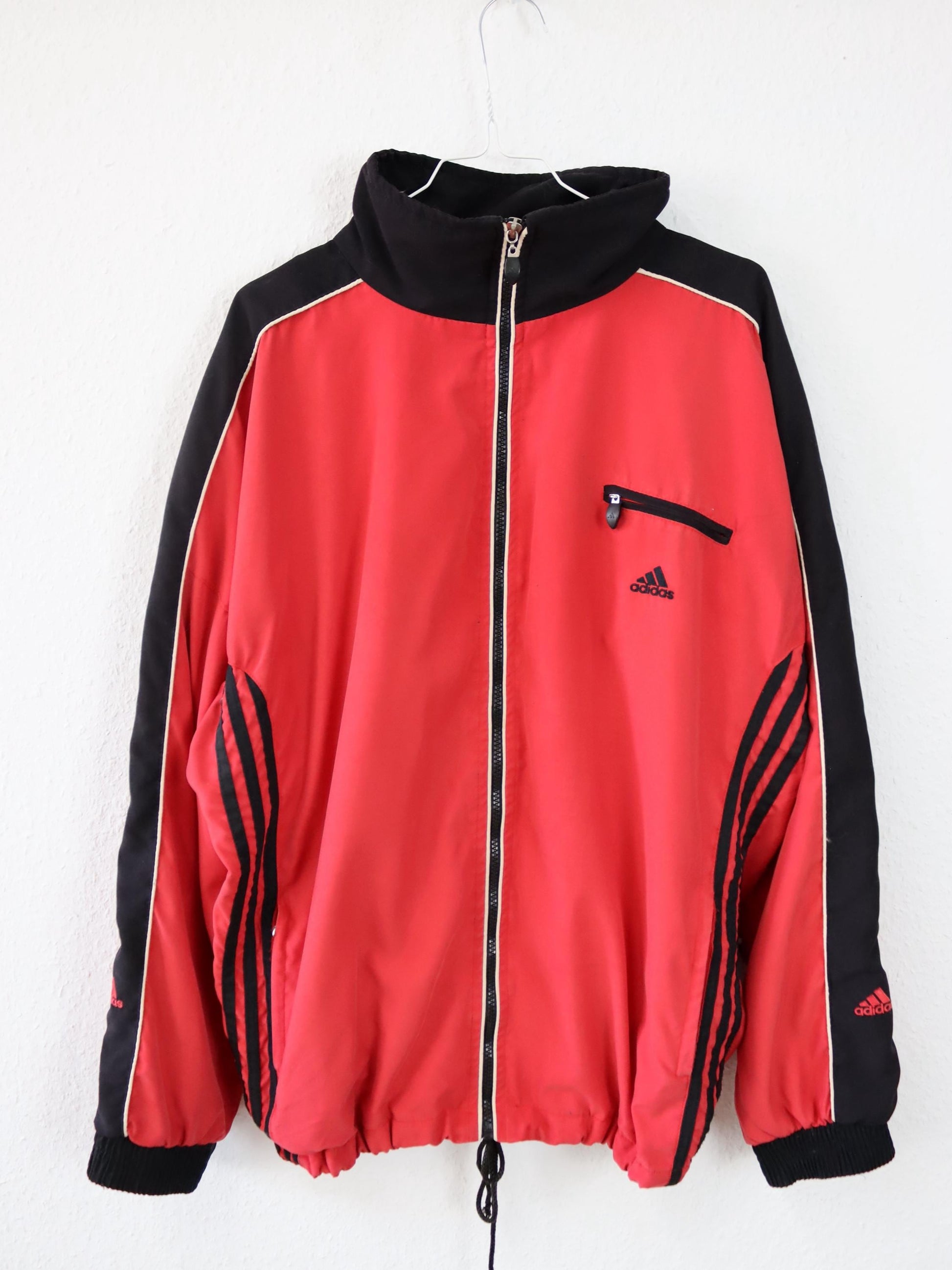 80er 90er Vintage Adidas 80er Adidas Jacke Vintage 80er 90er ADIDAS Trainingsjacke Jacke Stehkragen Rot