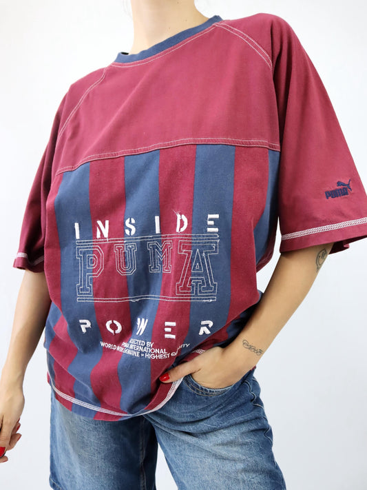 Vintage 80s 90s PUMA T-Shirt short sleeve embroidery red blue white XL