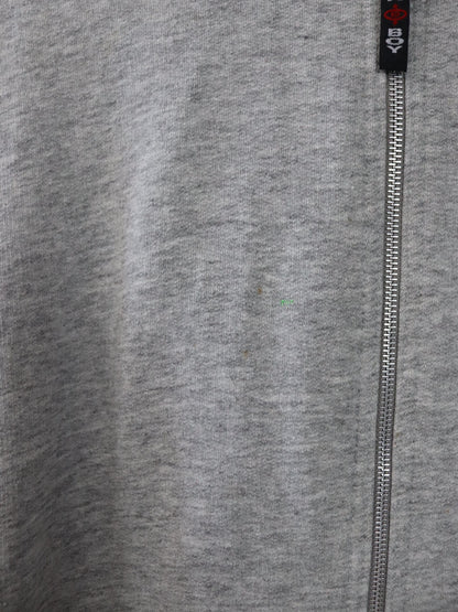 Vintage 80er 90er URBAN BOY Weste Sweatweste grau Backprint Kapuze L