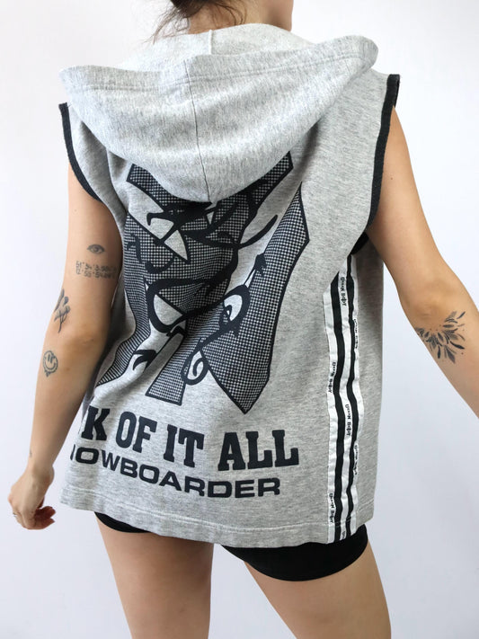 Vintage 80s 90s URBAN BOY vest sweat vest grey backprint hood L