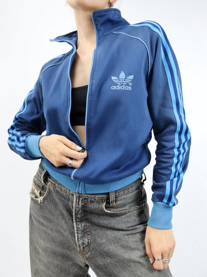 Vintage 80s 90s ADIDAS tracksuit jacket stand-up collar blue Citroen S