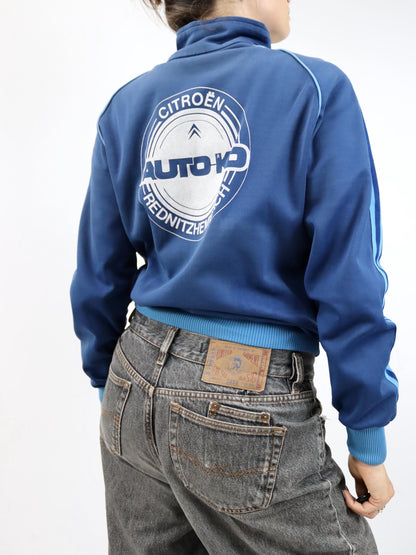 Vintage 80s 90s ADIDAS tracksuit jacket stand-up collar blue Citroen S