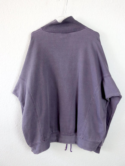 Vintage 80er 90er Sweatshirt Pullover Rollkragen Flieder crazy pattern Patch L