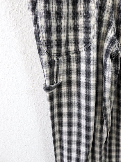 Vintage 80er 90er XCAPE Latzhose Overall kariert schwarz weiß 38