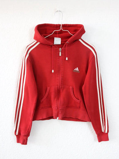 Vintage 90s 00s Y2k ADIDAS sweat jacket hood crop red S