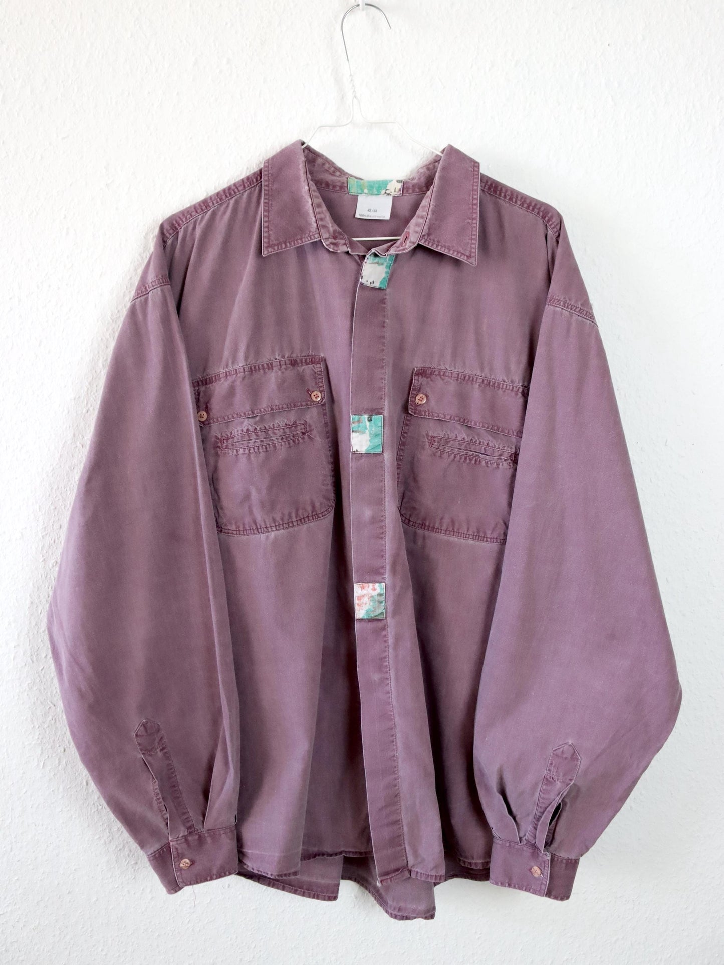 Vintage 80er 90er Hemd langarm flieder XL