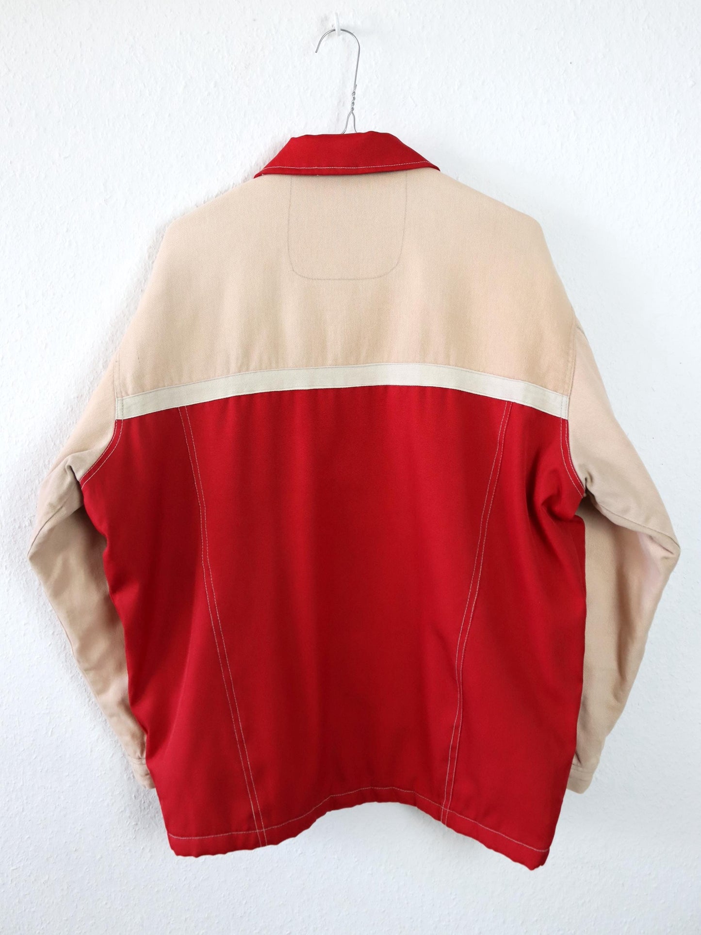 Vintage 80er 90er UNDERGROUND Jacke rot beige Reißverschluss leicht gefüttert M