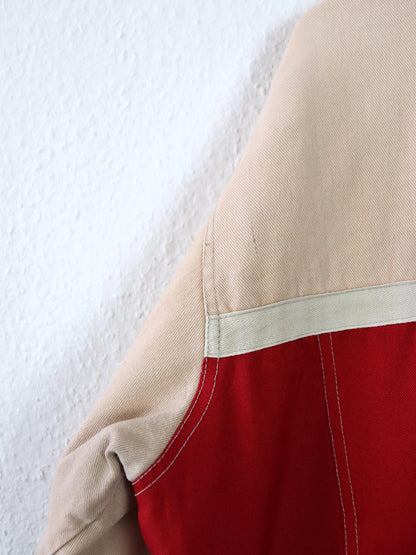 Vintage 80er 90er UNDERGROUND Jacke rot beige Reißverschluss leicht gefüttert M