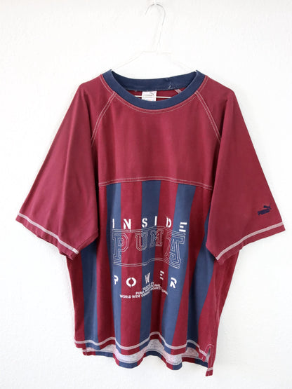 Vintage 80s 90s PUMA T-Shirt short sleeve embroidery red blue white XL