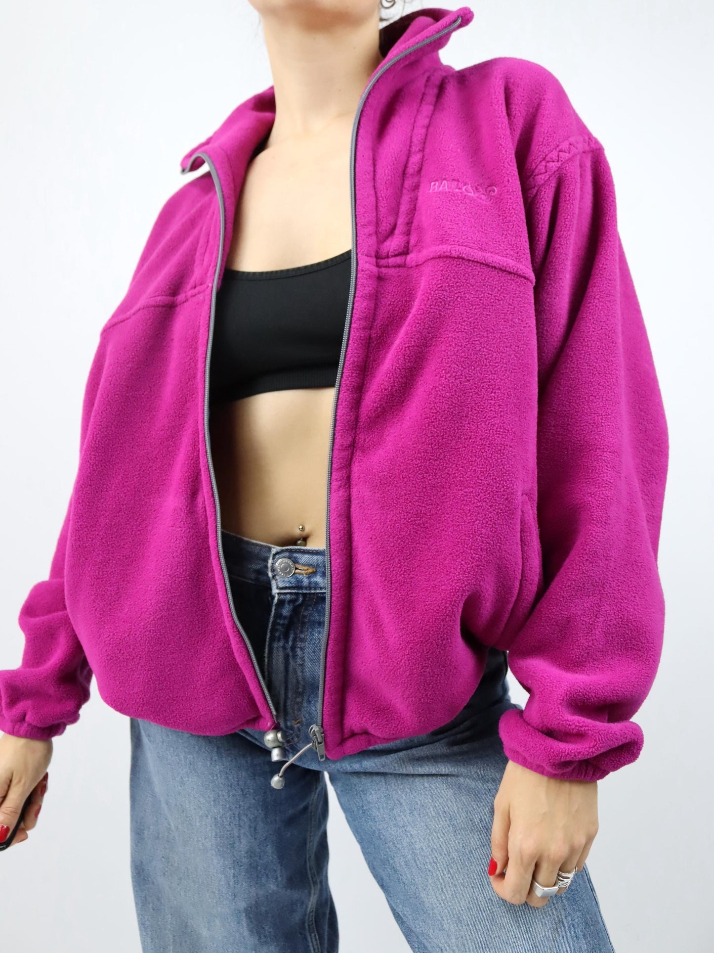 Vintage 80er 90er BAILO Fleecejacke Stehkragen Reißverschluss Polartec pink L