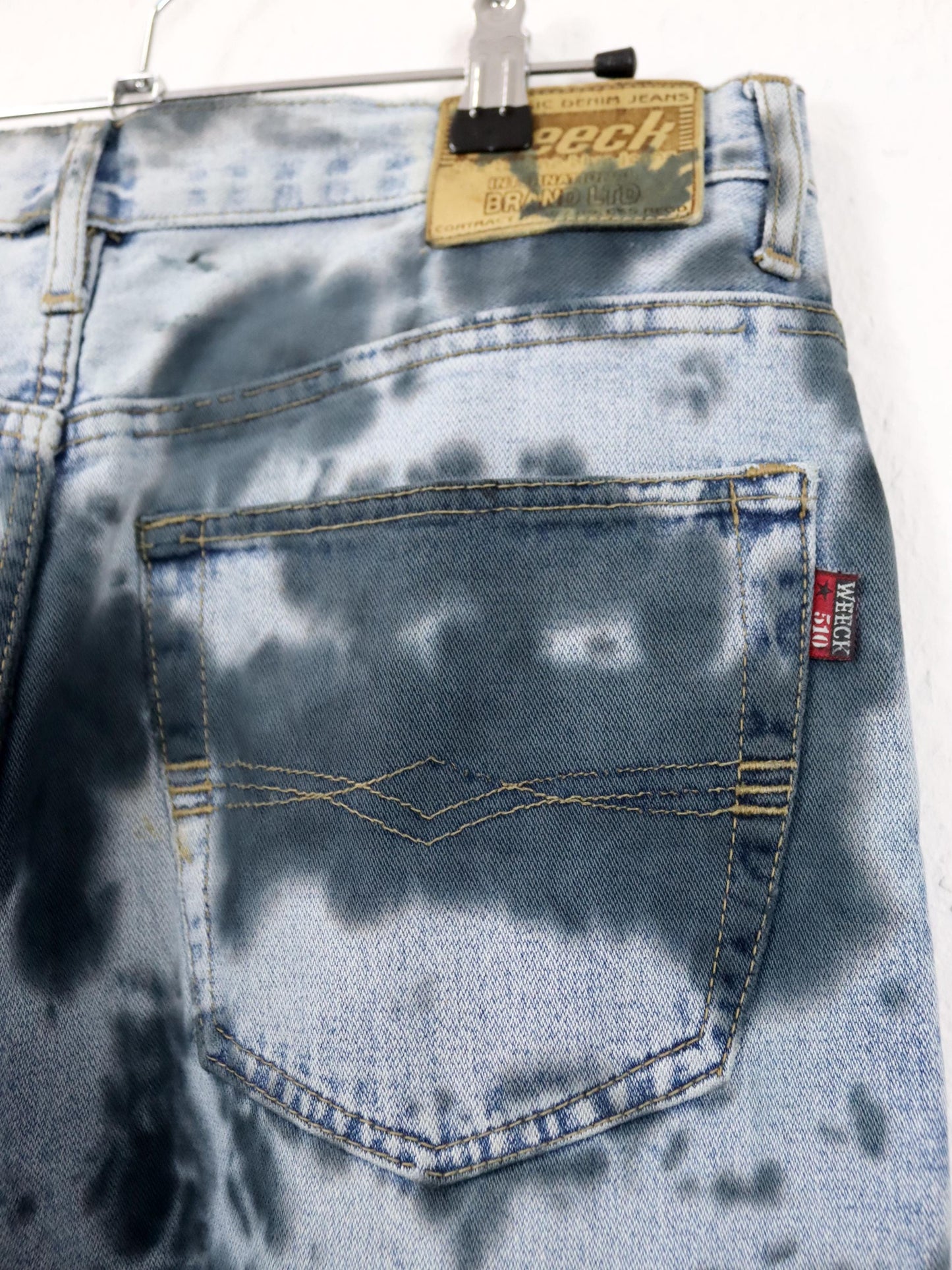 Vintage 80er 90er WEECK 510 BLUE JEANS blaue acid wash Jeans mit hoher Knopfreihe 40
