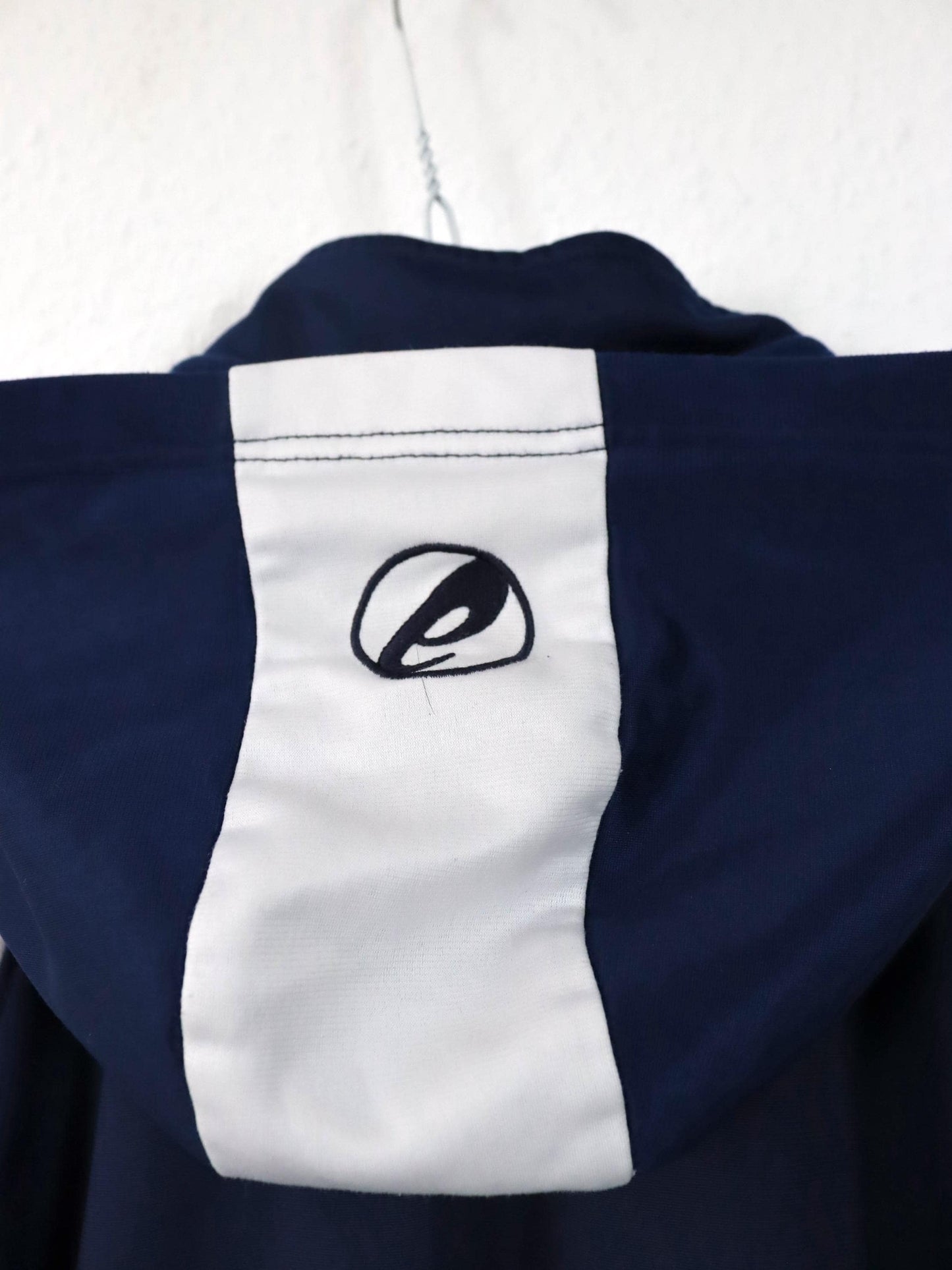 Vintage 80er 90er ASICS Trainingsjacke abnehmbare Kapuze blau weiß L