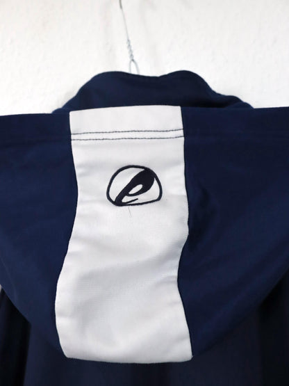 Vintage 80er 90er ASICS Trainingsjacke abnehmbare Kapuze blau weiß L