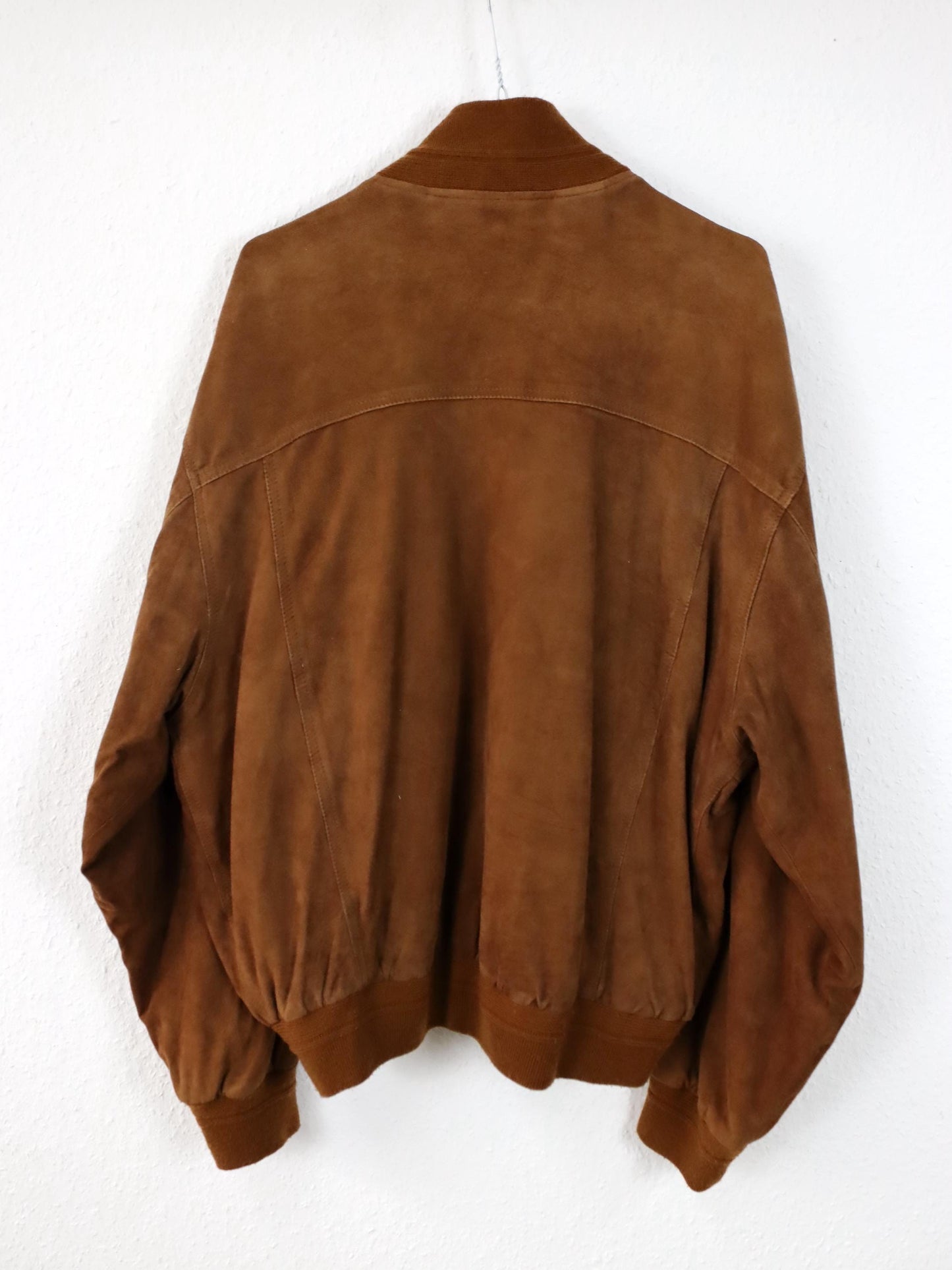 Vintage 80er 90er Blouson Bomber Wildleder Lederjacke braun 50 L
