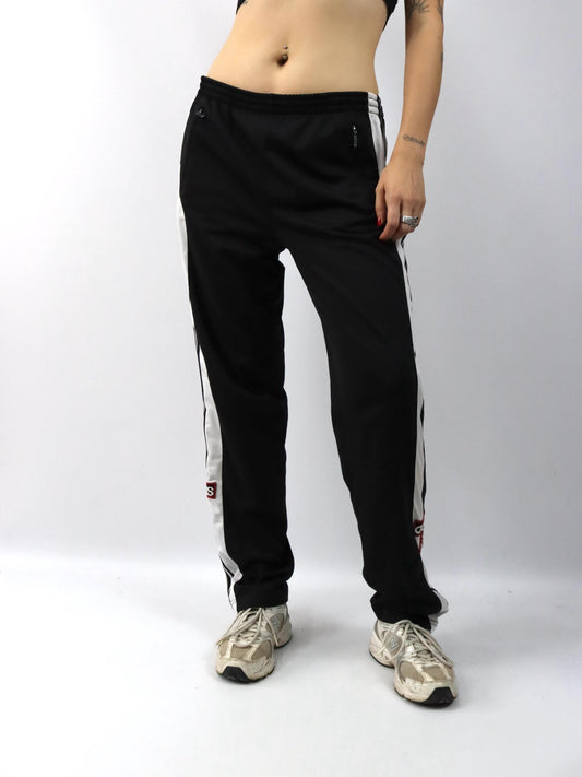 Vintage 80er 90er ADIDAS Jogginghose Trainingshose Adibreak schwarz weiß Knopfleiste D6 M