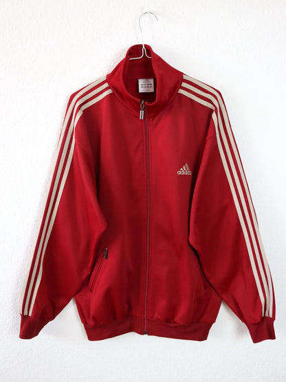 Vintage 80er 90er ADIDAS Trainingsjacke Firebird rot beige Stehkragen D5 38/40
