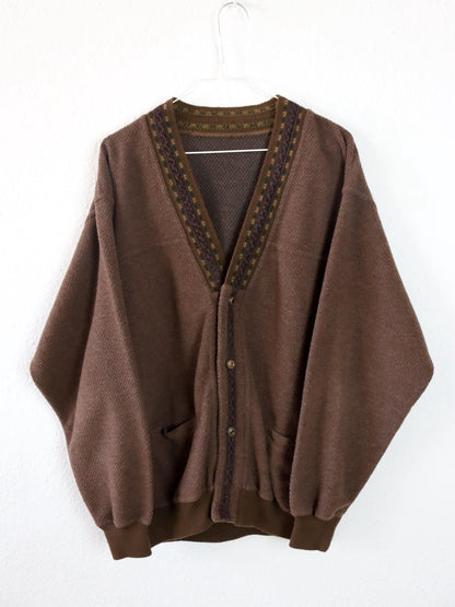 Vintage 80er 90er Wollcardigan Wolle braun L