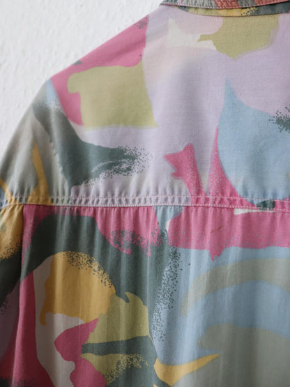 Vintage 80er 90er Hemd langarm crazy pattern bunt L
