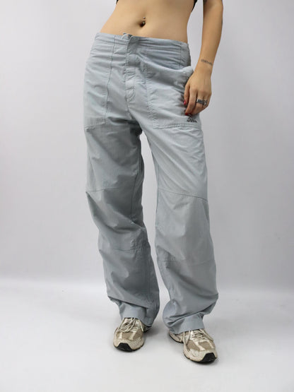 Vintage 90er Y2k ADIDAS Trainingshose mit Klettverschluss Jogginghose grau gestreift D5 M
