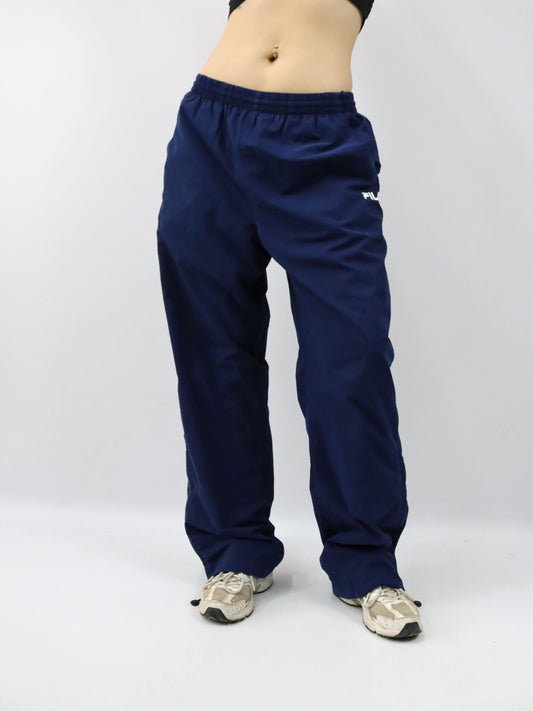 Vintage 80er 90er FILA Jogginghose Trainingshose dunkelblau seitlicher Reißverschluss D54