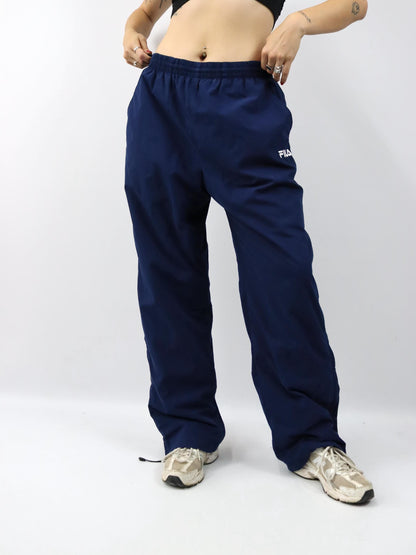 Vintage 80er 90er FILA Jogginghose Trainingshose dunkelblau seitlicher Reißverschluss D54