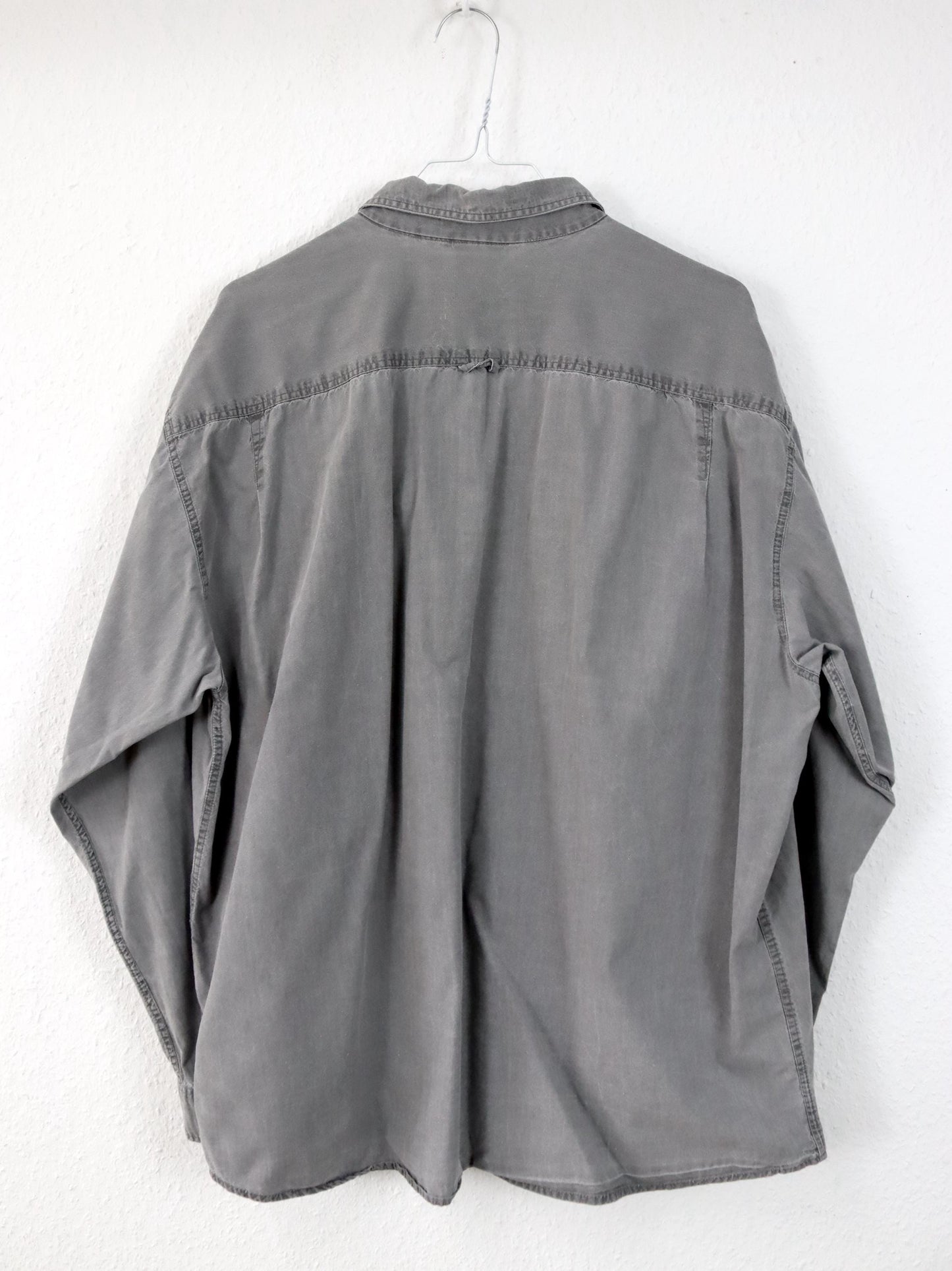 Vintage 80er 90er Hemd mit bunten patches grau 43/44 XL