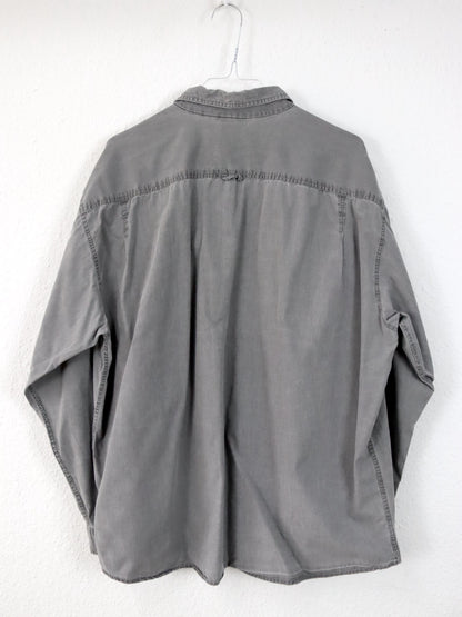 Vintage 80er 90er Hemd mit bunten patches grau 43/44 XL