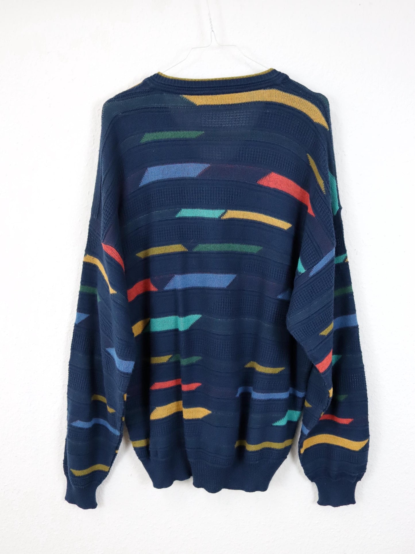 Vintage 80er 90er CLUB MARTINI RACING Pullover V-Kragen geometrisch 50 L