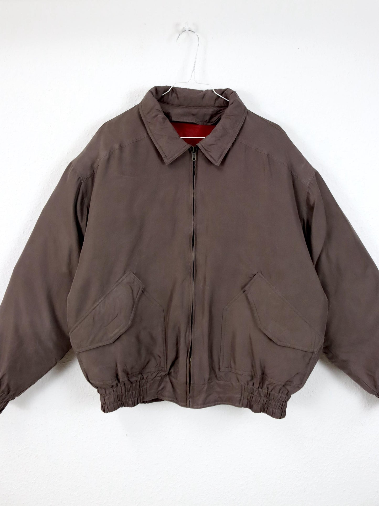 Vintage 80er 90er Jacke 3 in 1 Daunen Pufferjacke gefüttert Daunenweste rot braun M