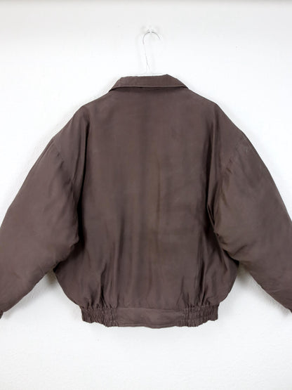 Vintage 80er 90er Jacke 3 in 1 Daunen Pufferjacke gefüttert Daunenweste rot braun M