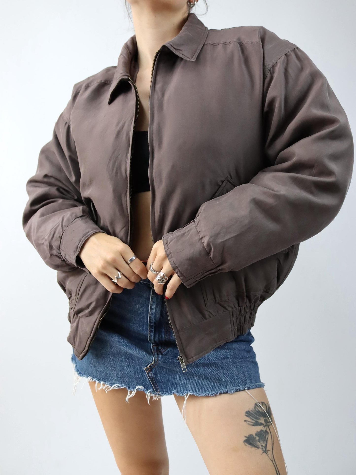 Vintage 80er 90er Jacke 3 in 1 Daunen Pufferjacke gefüttert Daunenweste rot braun M