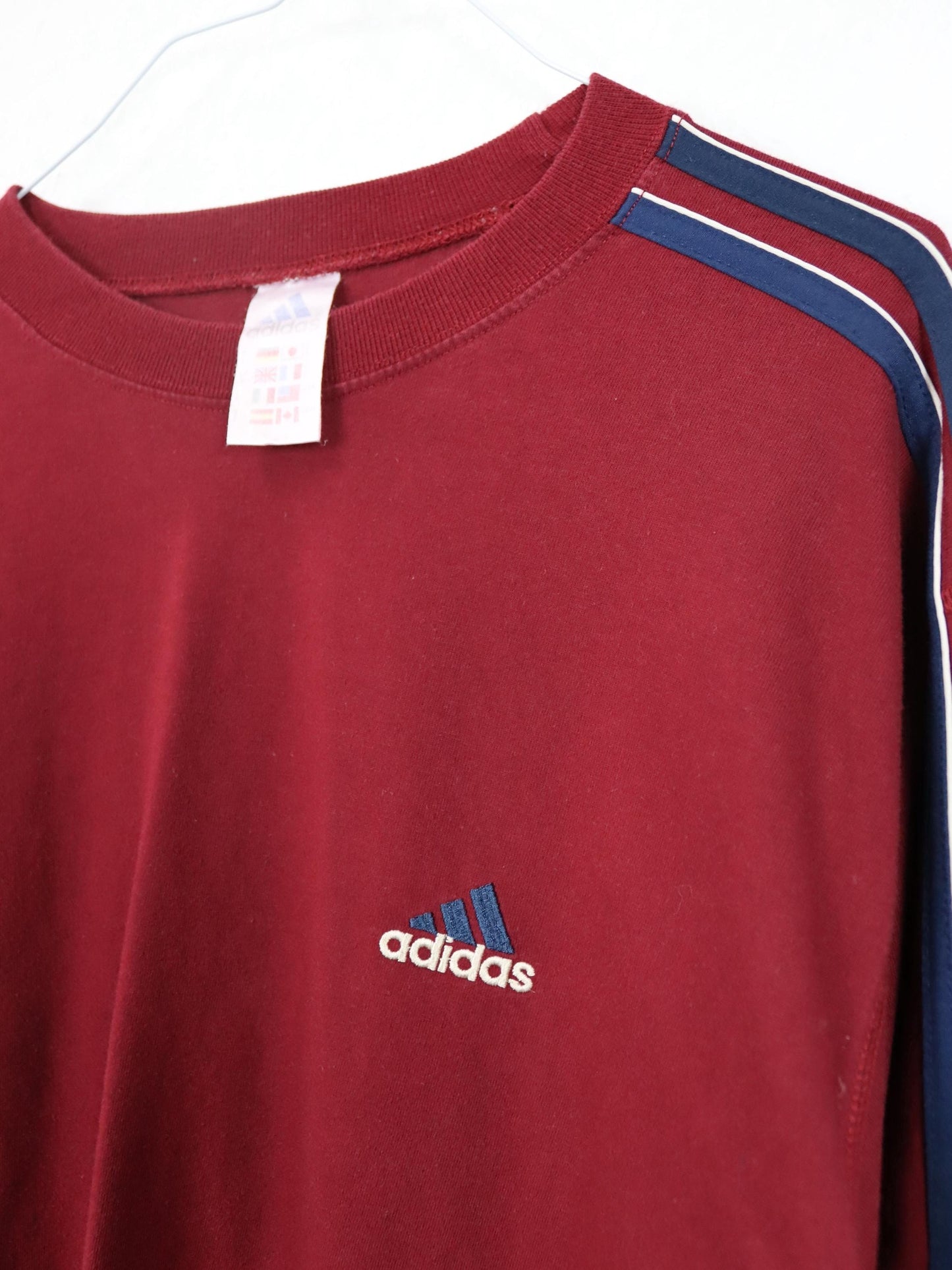 Vintage 80er 90er ADIDAS Longsleeve Shirt rot blau D5 M