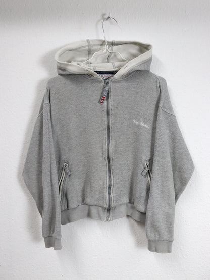 Vintage 80er 90er SERGIO TACCHINI Jacke kurz grau Kapuze M