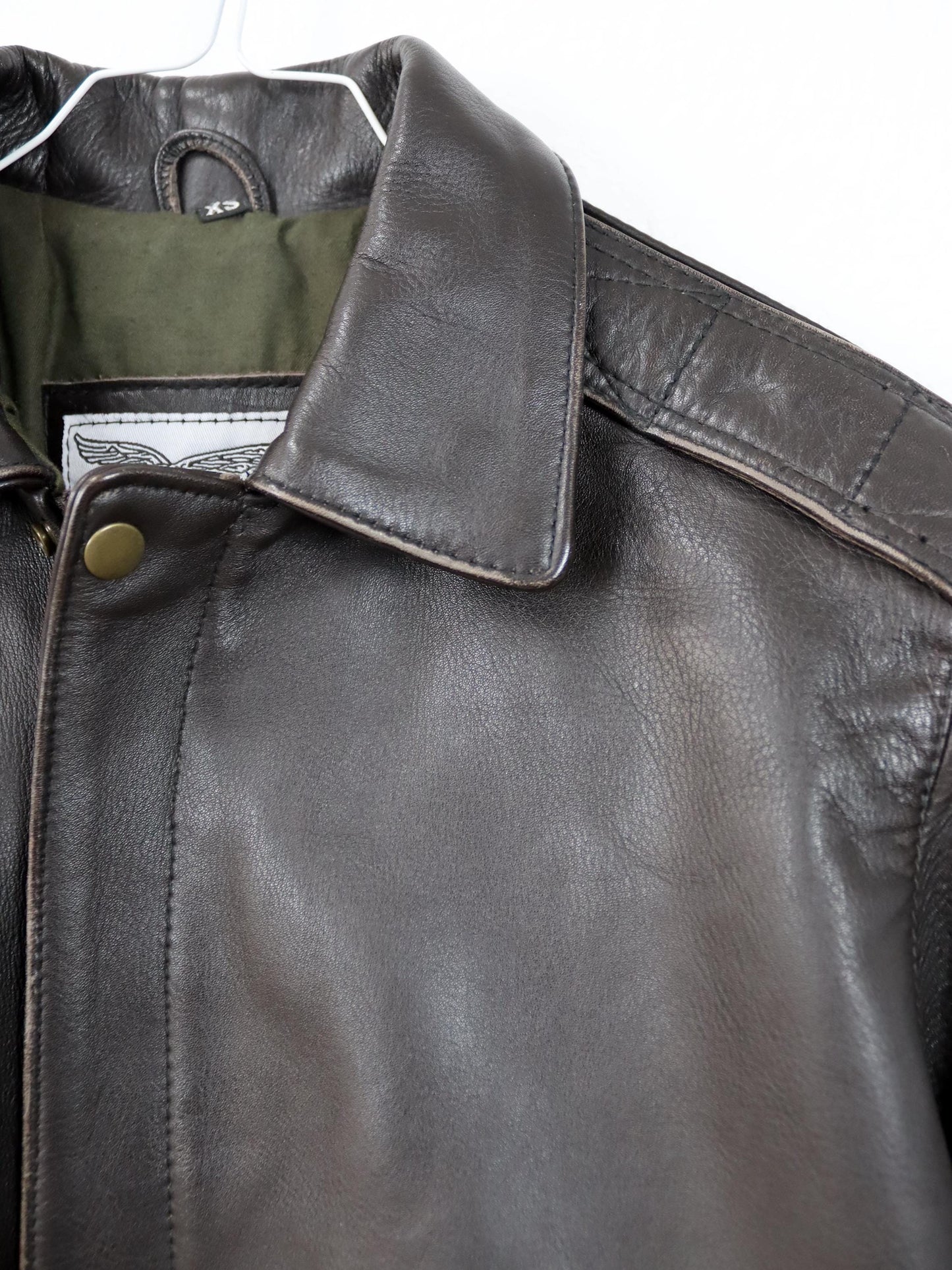 Vintage 80s 90s NOBLE HOUSE Heavy Leather Jacket Brown Bomber XS/S